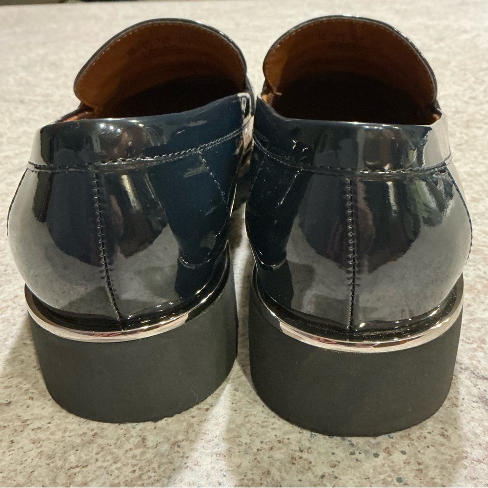 Franco Sarto Deep Navy Slip On Preppy Loafer Lug Platform Casual Career SZ 7W - Picture 9 of 14